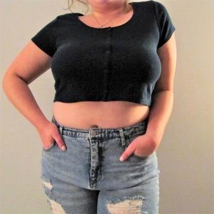 cute dark blue crop top 🦋